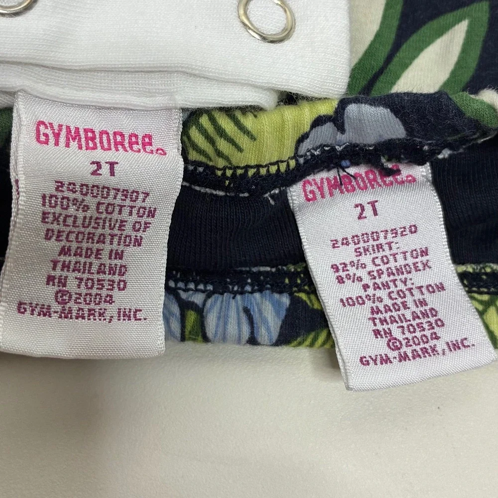 Gymboree Girls 2T Tropical Paradise Skort Set White Green Butterfly 2pc Outfit